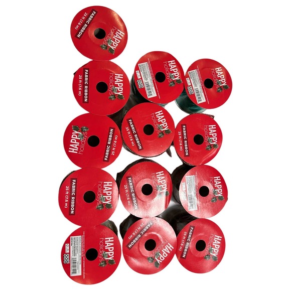 Bundle 13 Christmas Holiday Fabric Ribbons 25ft each - Picture 4 of 16